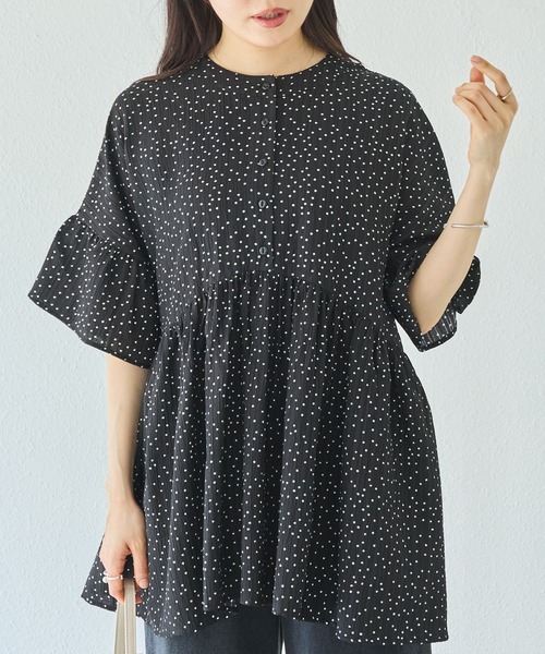 LAVEANGE（ラビアンジェ） ブラウス シャツ 夏 楊柳ドットチュニック