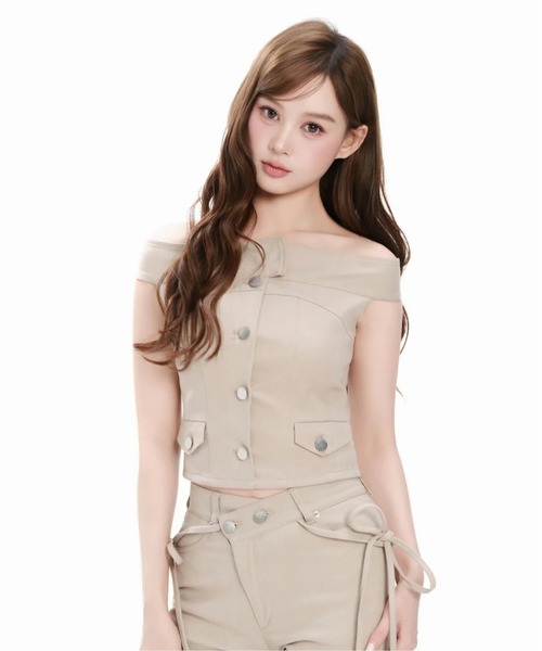 トップス ANDWANG Shoulder-Line Denim Tops ANDWANG Shoulder-Line Denim Tops レディース : ZOZOTOWN Yahoo!店