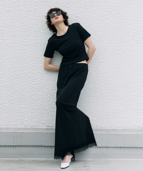 THE TOE レースヘム ロングスカート ブラック M THE TOE レースヘム ロングスカート ブラック M HANNE ロング スカート