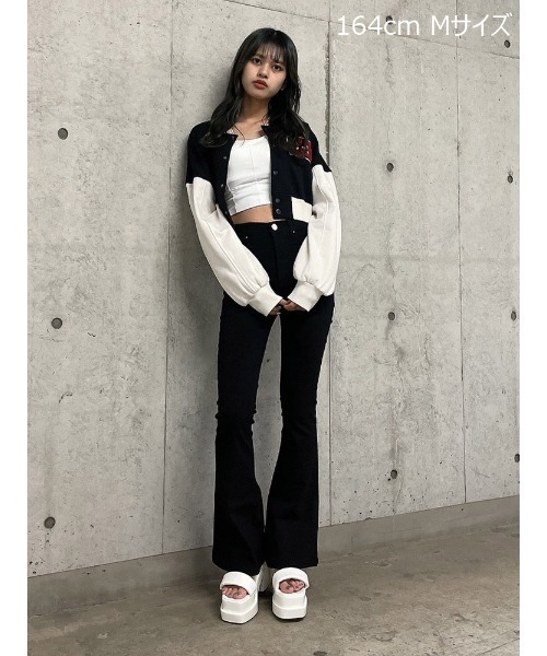 「ENVYM」 ブーツカットパンツ MEDIUM ブラック レディース_画像2