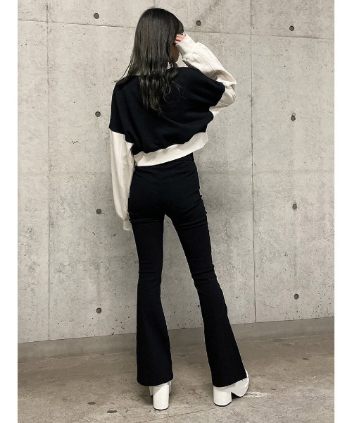 「ENVYM」 ブーツカットパンツ MEDIUM ブラック レディース_画像3