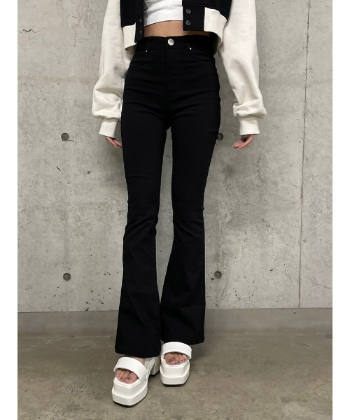 「ENVYM」 ブーツカットパンツ MEDIUM ブラック レディース_画像8