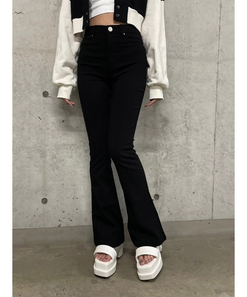 「ENVYM」 ブーツカットパンツ MEDIUM ブラック レディース_画像9