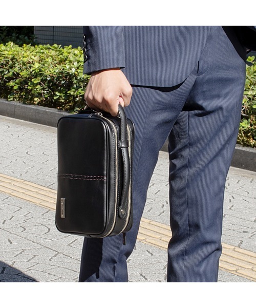 礎-ishizue- クラッチバッグ 豊岡製ダブルファスナークラッチ