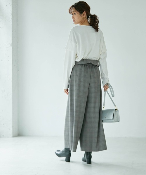 パンツ 【セットアップ対応】ハイウエストカシュクールワイドパンツ14
