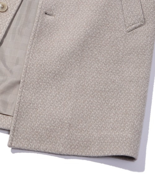 MEN’S BIGI ツイード チェスターコート ヘリンボーン ブラウン美品 MEN'S BIGI チェスターコート コート スーパー110Sドビー