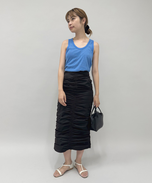 EDIT. FOR LULU スカート ストレッチタフタ シャーリング