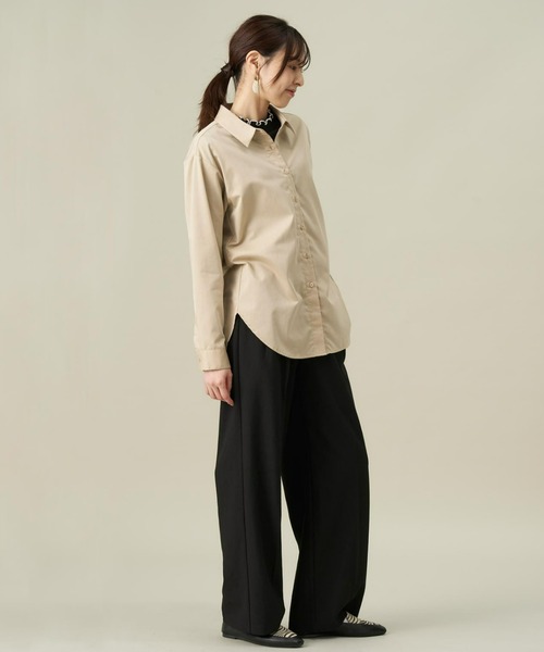 ブラウス シャツ Two Tone Docking Shirt レディース フロントタックバイカラーブラウス レディース トップス シャツ