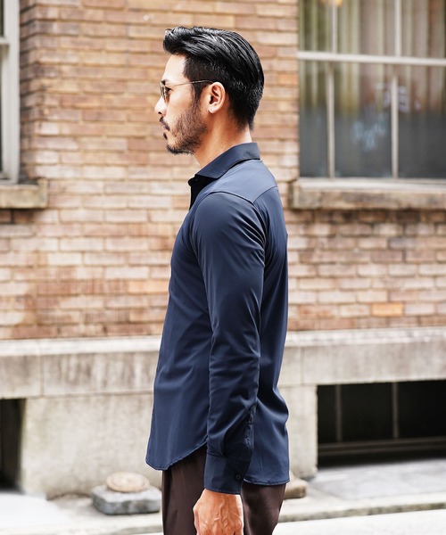 JIGGYS SHOP シャツ ハイパーストレッチ ホリゾンタルカラー 長袖