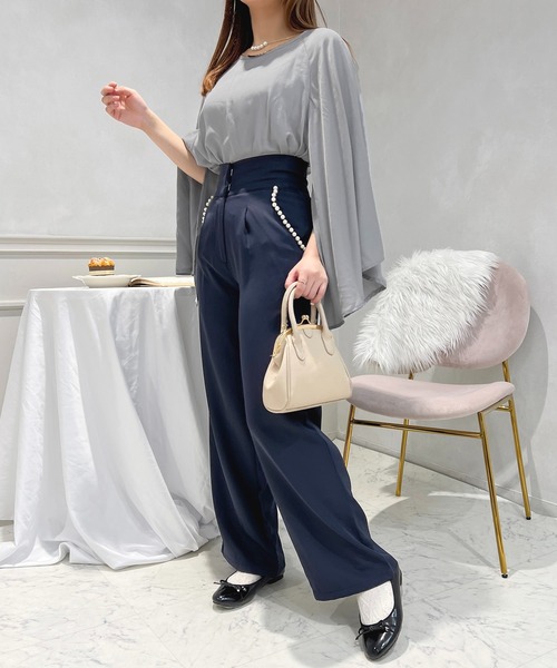 apres jour ブラウス シャツ ネックレス付きスリットブラウス