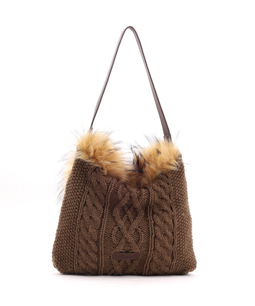 バッグ トートバッグ ニット ファー ショルダーバッグ aimoha ハンドバッグ カラフルファーニットバッグ : ZOZOTOWN