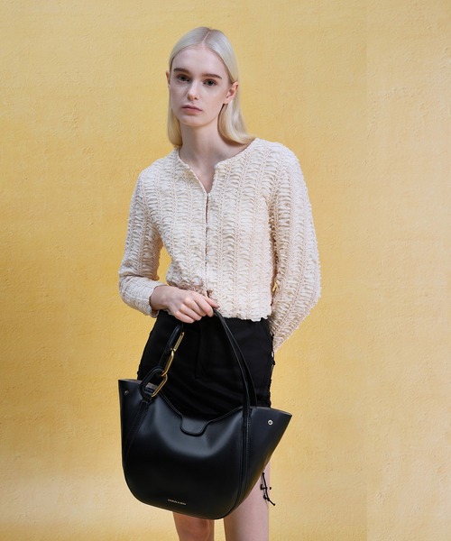 CHARLES&KEITH Kora コラ メタリックアクセントトートバッグ CHARLES ＆ KEITH トートバッグ Kora コラ メタリックアクセント