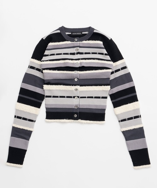 『最安値』　Maison Special カーディガン　　定価26,400円 MAISON SPECIAL カーディガン Front Zip Mesh Border Knitwear
