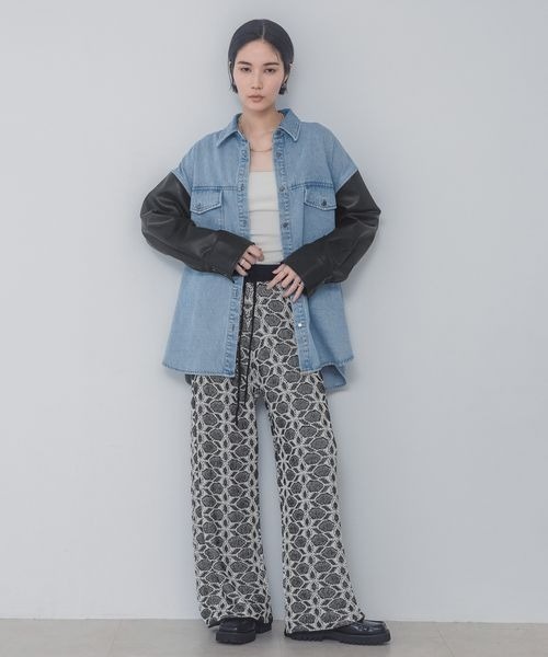 JEANASIS ブラウス シャツ コンビネーションデニムオーバー