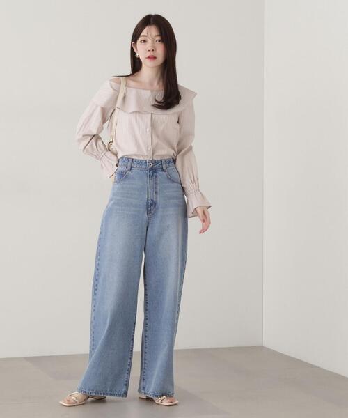 ANNTIAN サイズL グラデーションデニムパンツ ハイウエスト antiqua グラデーションデニムパンツ パンツ レディース 送料