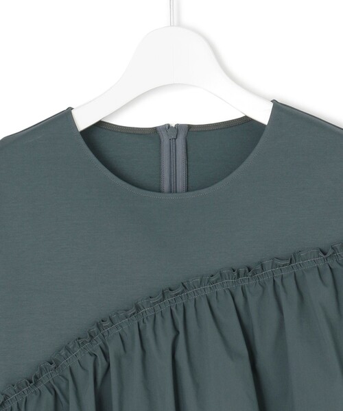 今期　ランダムフリルジャージー ドッキング カットソー 23区 tシャツ 「汗じみ防止/洗える」ランダムフリルジャージー