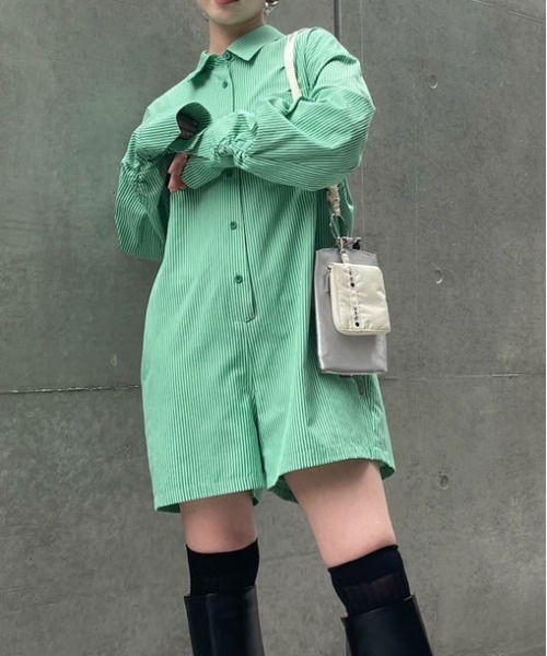 Ameri（アメリ） オールインワン STRIPE SHIRT ROMPERS レディース