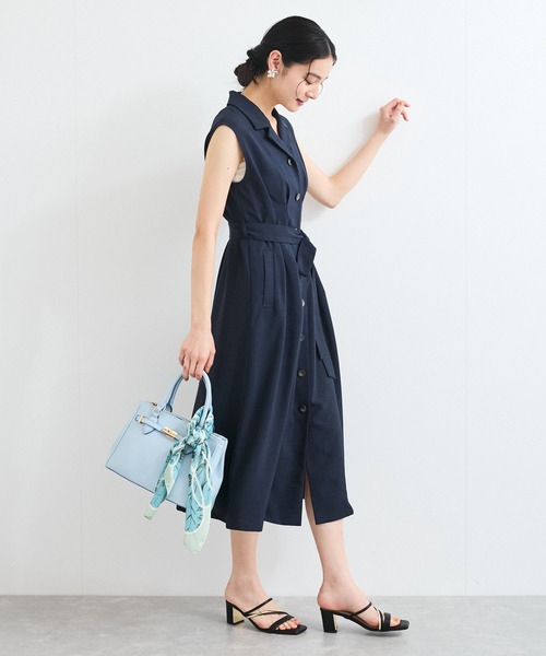 VIS ワンピース 「美easy」リネンライクジレワンピース「接触冷