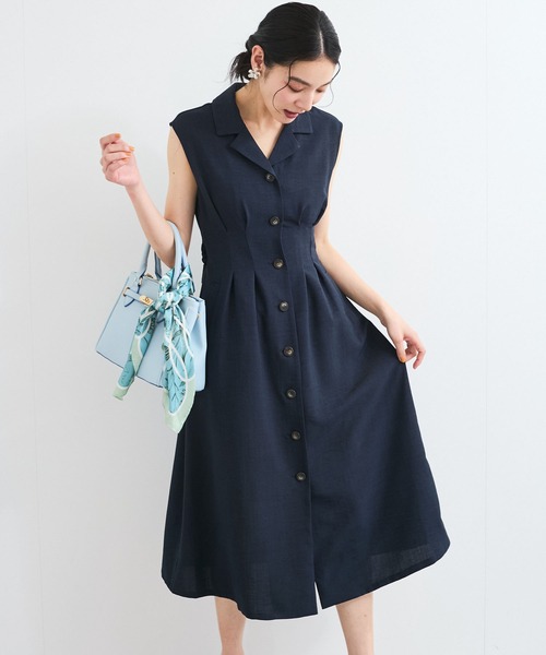 VIS ワンピース 「美easy」リネンライクジレワンピース「接触冷