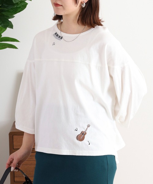 tシャツ EMAGO 夜風と音色刺繍Ｔシャツ レディース