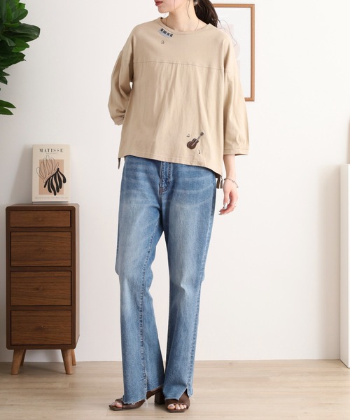 Emago tシャツ EMAGO 夜風と音色刺繍Tシャツ レディース