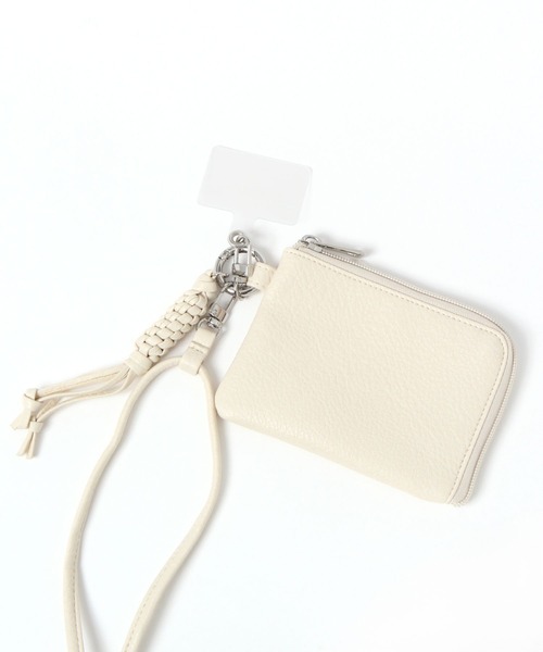 ◇正規品・最上位モデルソマクル◇限定色ホワイト　専用レザーストラップ&ポーチ付き LAKOLE（ラコレ） スマホショルダー フェイクレザーポーチ付きマルチ