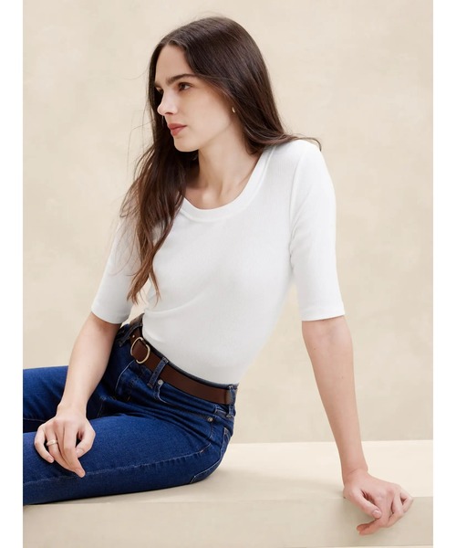 「BANANA REPUBLIC FACTORY STORE」 7分袖カットソー S ホワイト レディース