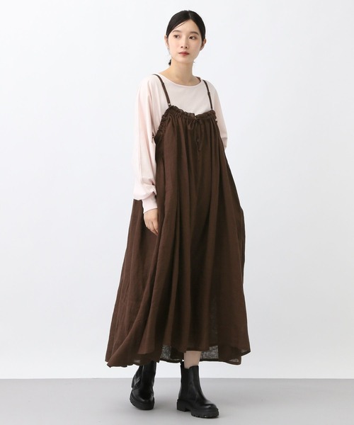 natural by clip リネンワンピース studio CLIP ワンピース 「natural by clip」リネンギャザー
