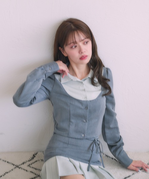 fupel スカート Switched Shirt pleat skirt / 切り替えシャツプリーツ