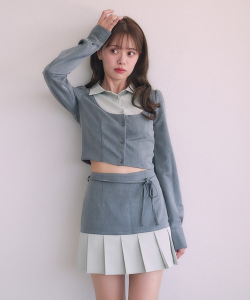 fupel スカート Switched Shirt pleat skirt / 切り替えシャツプリーツ