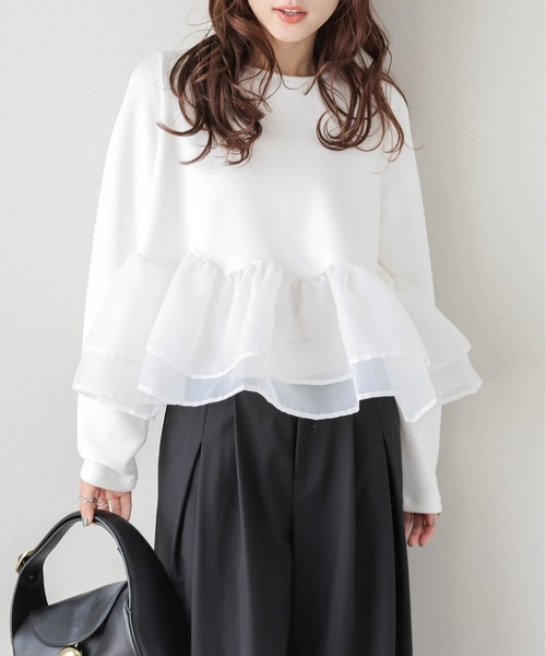 SUGAR BISKET（シュガービスケット） tシャツ シアーフリルドッキング