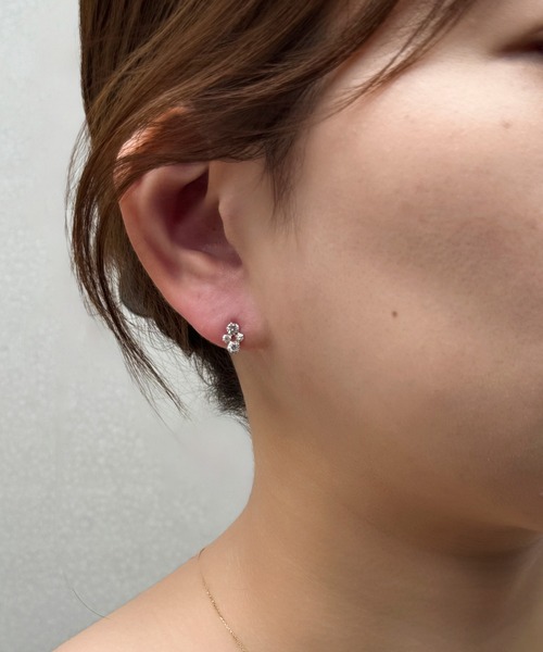 ▽ ピンクダイヤモンドピアスk18 ロングビジューピアス 揺れるピアス 