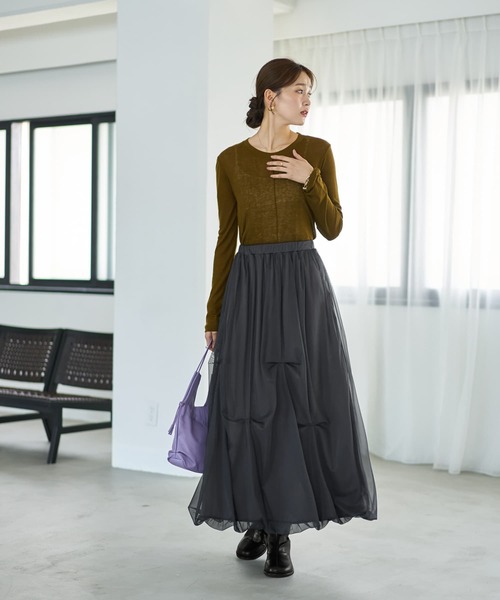 STYLE DELI　バルーンブルゾン×スカート STYLE DELI（スタイルデリ） ロング スカート 「LUXE」タックチュール
