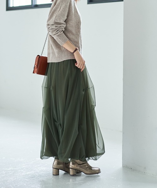 STYLE DELI（スタイルデリ） ロング スカート 「LUXE」タックチュール