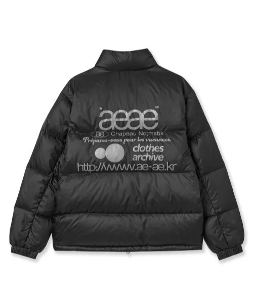 aeae ダウン黒　L size aeae ダウンコート ダウンジャケット WEB LOGO DOWN JACKET レディース