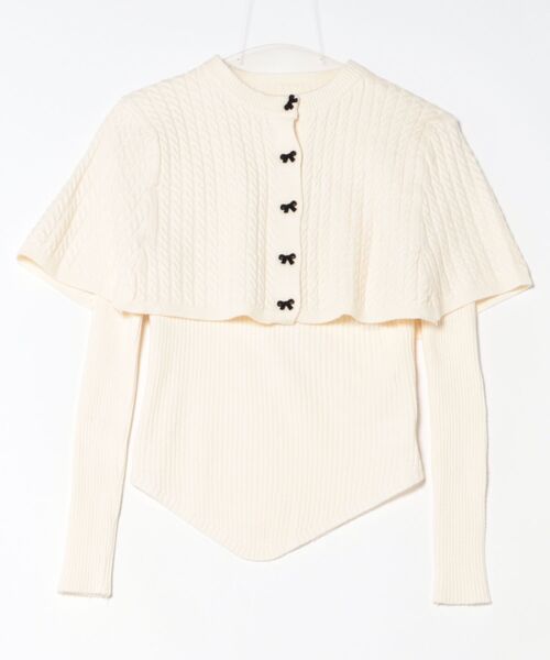 リボンアップリケセーター ベロアリボンアップリケタックスリーブニット｜WEGO（ウィゴー