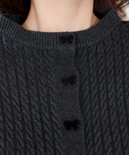 Anely ニット セーター 「2点セット」ケープ ケーブル編み リボン