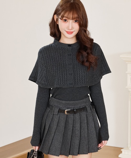 Anely ニット セーター ケーブル 「2点セット」ケープ ケーブル編み