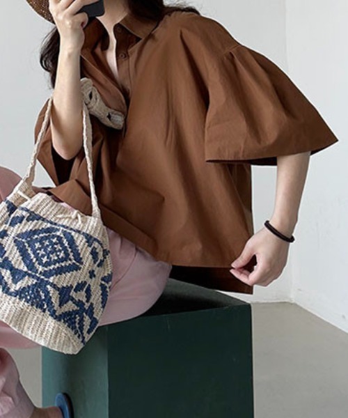 「FAVORITO」 半袖シャツ F ブラウン レディース_画像8
