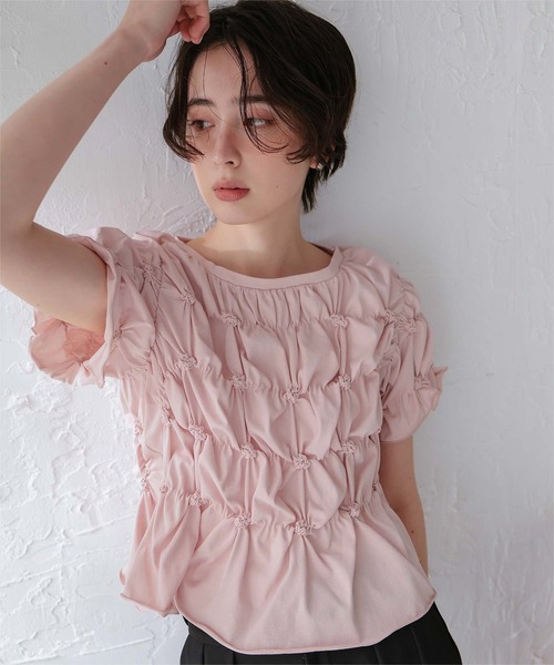 tシャツ ポコポコシャーリング半袖Tシャツ レディースの画像