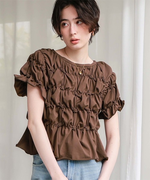 tシャツ ポコポコシャーリング半袖Tシャツ レディースの画像