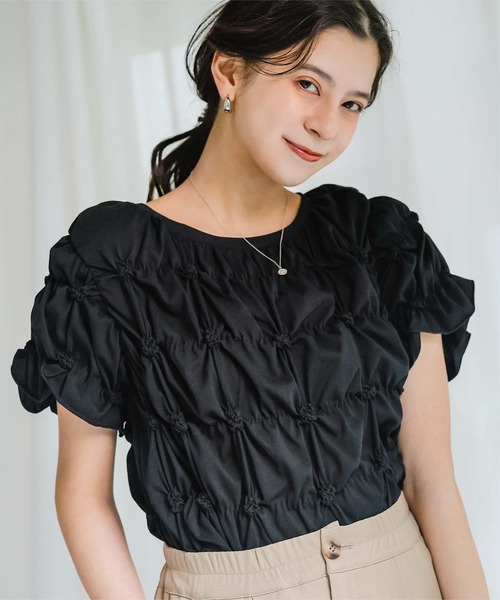 tシャツ ポコポコシャーリング半袖Tシャツ レディースの画像