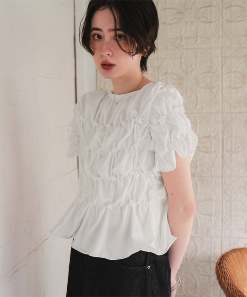 tシャツ ポコポコシャーリング半袖Tシャツ レディースの画像