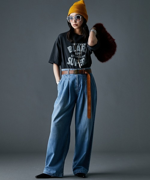 「GEVS.」 デニムパンツ 76 ライトブルー レディース_画像4