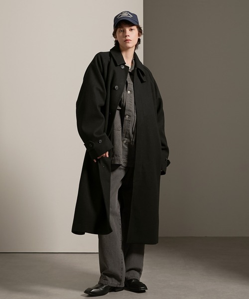 「EMMA CLOTHES」 ステンカラーコート M ブラック メンズ_画像6