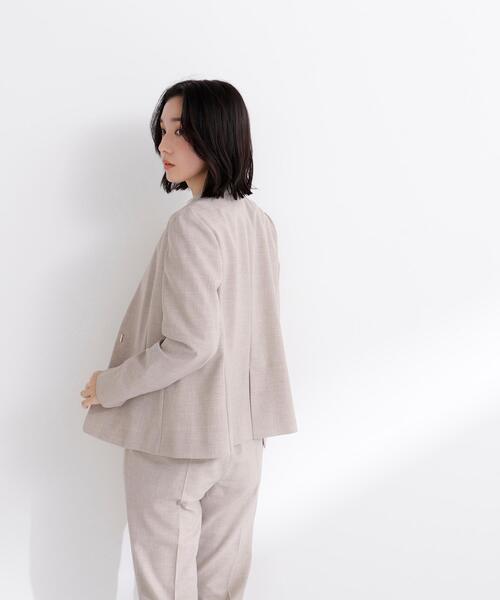ジャケット ノーカラージャケット リネンライク SETUP ノーカラージャケット レディースの画像