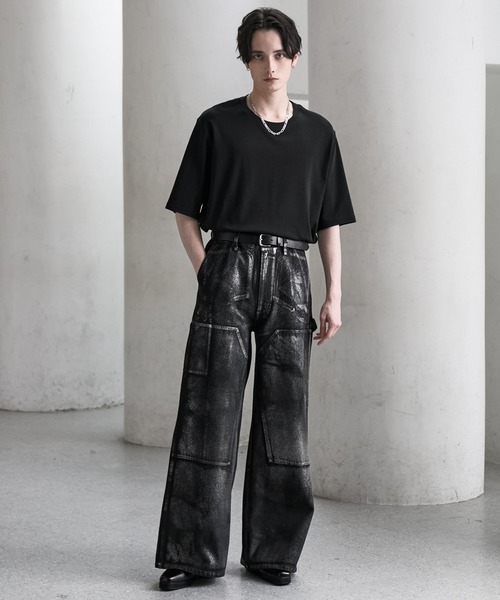 CLEL（クレイル） ワイドパンツ ジーンズ 「CLEL」Foil Print Double