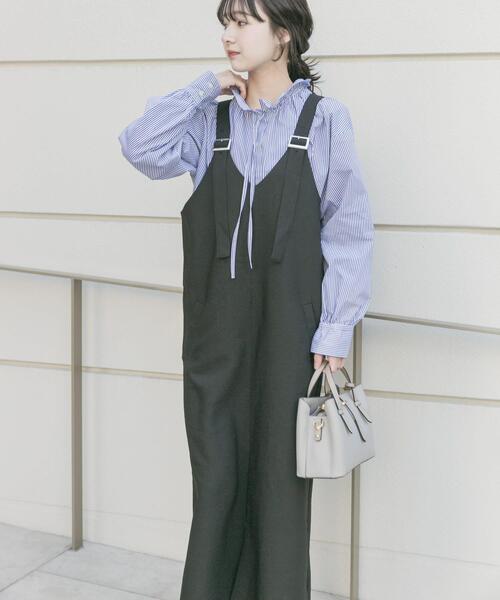 新品タグ付き アーバンリサーチ かぐれ フリルネックブラウス ネイビー ITEMS URBANRESEARCH（アイテムズ アーバンリサーチ） ブラウス シャツ