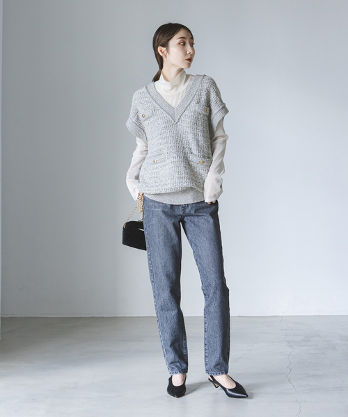 美品！NOBLE Vネックジレベスト　グレー38 2024年完売　上質！ NOBLE（ノーブル） ニットベスト - グレー レディース : ZOZOTOWN