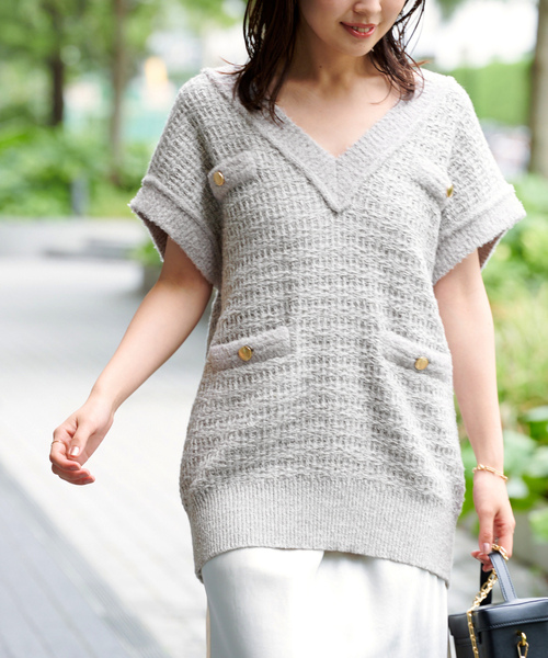 美品！NOBLE Vネックジレベスト　グレー38 2024年完売　上質！ NOBLE（ノーブル） ニットベスト - グレー レディース : ZOZOTOWN